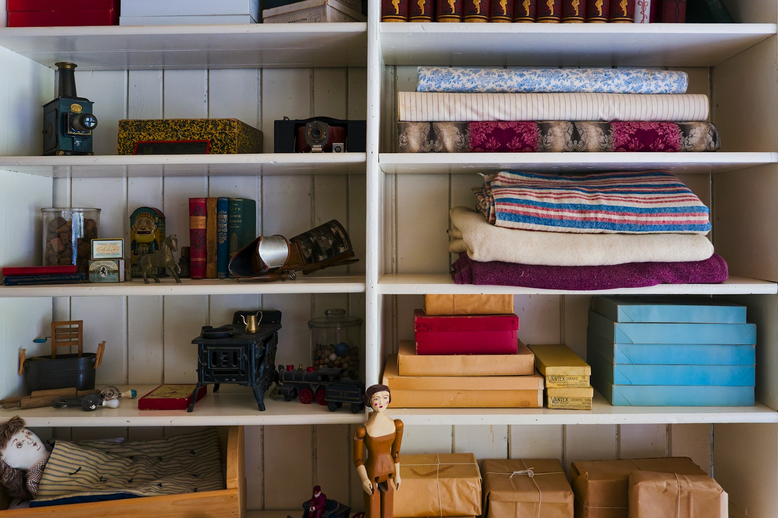 a book shelf filled with lots of books